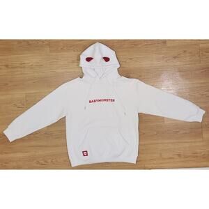 BABYMONSTER K Pop Official Horn Hoodie Size Large White YG Made In Korea
